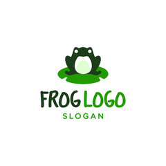 Wall Mural - frog and green leaf natural nature logo icon vector design illustration cartoon toad