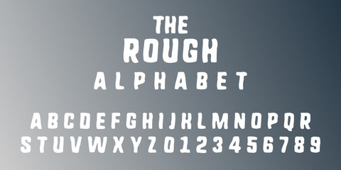 Poster - Rough alphabet template. Letters and numbers rustic design. Vector illustration