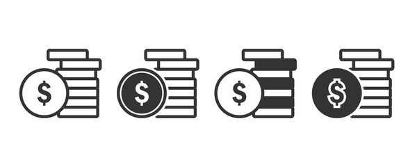 Aufkleber - Coins icons in four different versions in a flat design