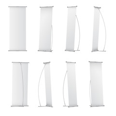 Wall Mural - indoor blank l-stand banner for design presentation. vector illustration on white background