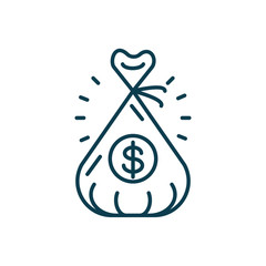 Sticker - money bag icon, line style