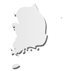 Sticker - South Korea - grey 3d-like silhouette map of country area with dropped shadow. Simple flat vector illustration