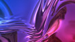 © Green Wind - 3D render beautiful folds of foil with gradient iridescent blue red color in full screen, as clean fabric abstract background. Simple soft material with crease like waves on liquid surface. 101