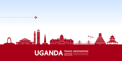 Fototapete - Uganda travel destination grand vector illustration. 