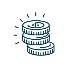 Sticker - money coins stack icon, line style