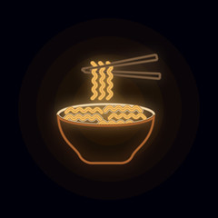 Wall Mural - Noodles, food neon icon. Simple thin line, outline vector of web icons for ui and ux, website or mobile application