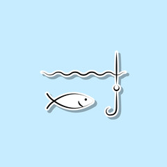 Wall Mural - Fishing sticker icon. Simple thin line, outline vector of travel icons for ui and ux, website or mobile application