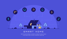 Smart House Concept, Flat Style Banner Design.