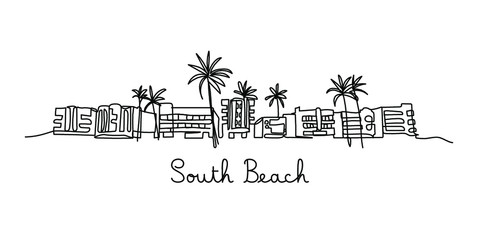 Wall Mural - One line style South beach - Simple modern minimaistic style vector.