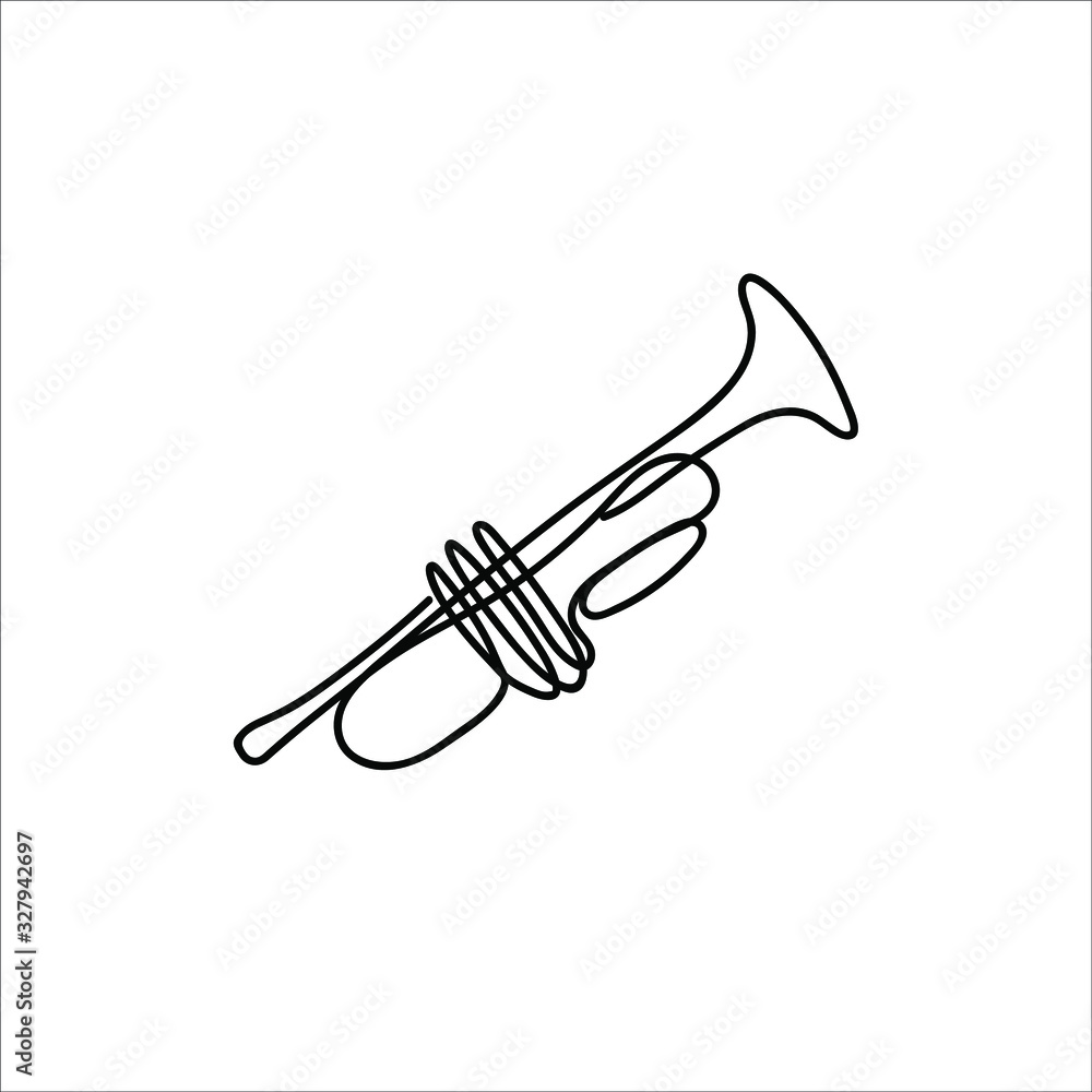 One line trumpet design - Hand drawn minimalism style vector ...