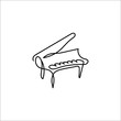 One line piano instrument design - Hand drawn minimalistic style vector illustration