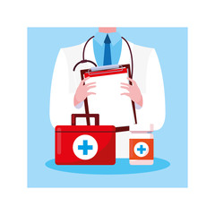 Sticker - doctor with first aid kit medical