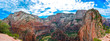 angels landing trail in zion national park in summer, panoramic picture