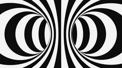 Canvas Print - Black and white psychedelic optical illusion. Abstract hypnotic animated background. Spiral geometric looping monochrome wallpaper