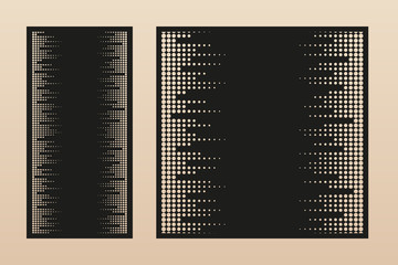 Aufkleber - Laser cut panel. Vector template with modern minimal geometric pattern, halftone dots ornament, grid, mesh. Decorative stencil for laser cutting of wood, metal, engraving. Aspect ratio 1:1, 1:2