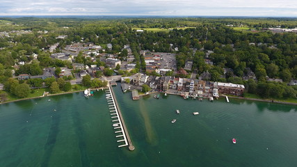 Wall Mural - Aerial view of Skaneateles Lake waterfront