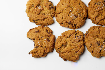 chocolate chip cookies isolated on white background