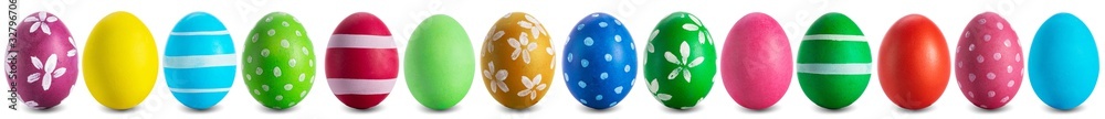 easter egg collection isolated on white - obrazy, fototapety, plakaty 
