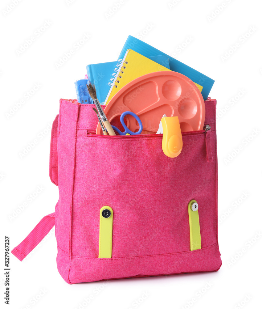 School backpack on white background