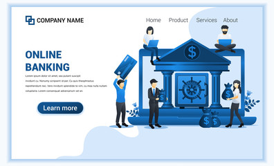 Wall Mural - modern flat web page design concept of online banking, online financial investment. flat landing pag