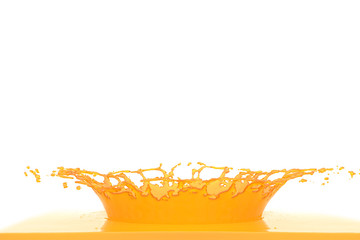Wall Mural - orange juice droplet collision on white background. 3d render.