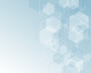 Wall Mural - abstract hexagon pattern with copy space background, soft blue white color.