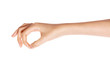 © dohee - woman hand gesture (hold, pick, measure,estimate) isolated on white.