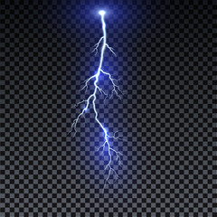 Wall Mural - realistic lightning. thunder spark light on transparent background. illuminated realistic path of th