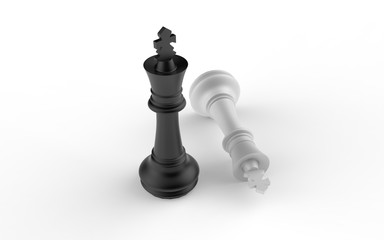 Impossible situation - two chess kings next to each other. 3d illustration 