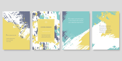 Wall Mural - Set of Cover Design Templates with Grunge Brush Strokes. Abstract Vector Backgrounds.