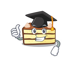 Canvas Print - happy and proud of chocolate slice cake wearing a black Graduation hat