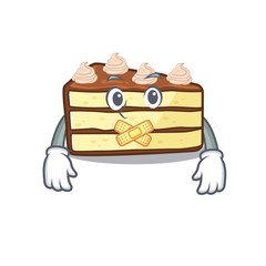 Wall Mural - cartoon character design chocolate slice cake making a silent gesture