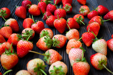 Wall Mural - Strawberry. Fresh organic berries macro. Fruit background