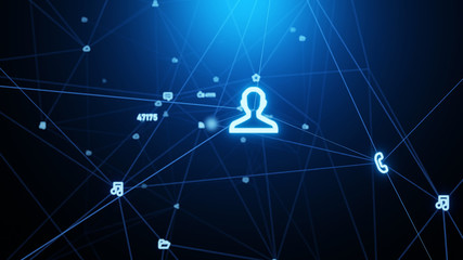 Aufkleber - Virtual data of people connection in social network and internet