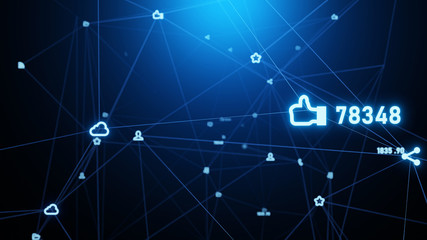 Aufkleber - Virtual data of people connection in social network and internet