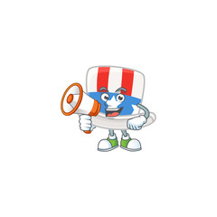 Sticker - A chilly cartoon character of uncle sam hat with a megaphone