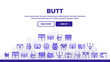 Butt Human Body Part Landing Web Page Header Banner Template Vector. Butt With Tattoo In Heart Form And Hair, Wear Pants And Jeans Illustration