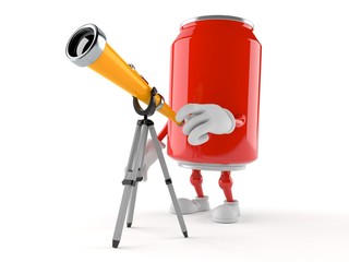 Poster - Soda can character looking through a telescope