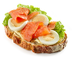 Poster - bread slice with egg and salmon