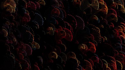 Wall Mural - abstract celestial spiral shapes appear and evolve on black background
