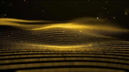 Poster - light gold wave beautiful particle background business corporate digital wave shiny golden surface