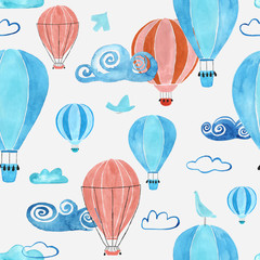  Kids Seamless Pattern With Air Balloons