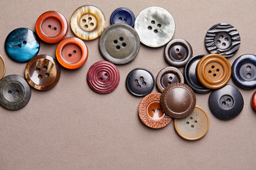Poster - Background and texture of multicolored antique buttons