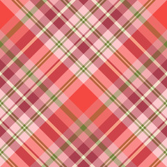 Seamless pattern in fine cozy festive pink, red and green colors for plaid, fabric, textile, clothes, tablecloth and other things. Vector image. 2