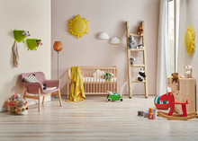 Modern Baby Room Wooden Furniture Design With Cradle.