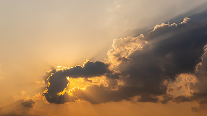 Wall Mural - abstract gradient sunrise in the sky with blue and orange natural background.