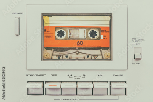 Photographie Retro styled image of a vintage audio cassette player