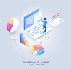 Wall Mural - Business analysis technology isometric vector illustration.