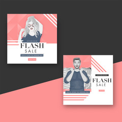 Sticker - Flash Sale Poster Design with 40% Discount Offer in Two Option.