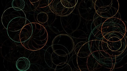 Wall Mural - abstract celestial circles appear and evolve on deep black background